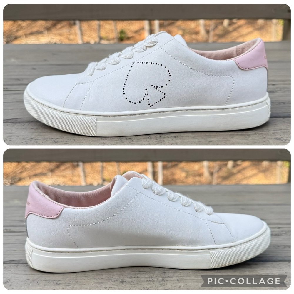 Kate Spade NY Angelise white and pink perforated leather sneakers size 8 - Picture 10 of 15